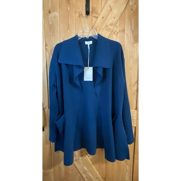 NWT Jigsaw Milano Drape Collar Cardigan Wool Cashmere Blood Blue Oversized - Picture 1 of 10